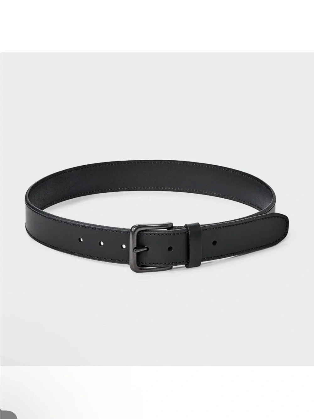 Goodfellow & Co Black Leather Belt with Brushed Metal Buckle
